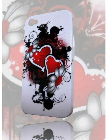 Coque Iphone 4 et 4S Fantaisie Cœurs et Fleurs