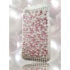 Coque iPhone 4 et 4S Fantaisie Strass Perles Rose et Blanc