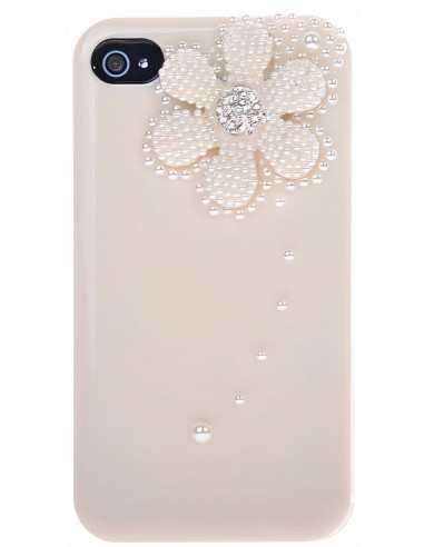 Coque Iphone 4 Fleur Luxe Crème