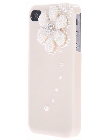 Coque Iphone 4 Fleur Luxe Crème