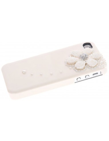 Coque Iphone 4 Fleur Luxe Crème