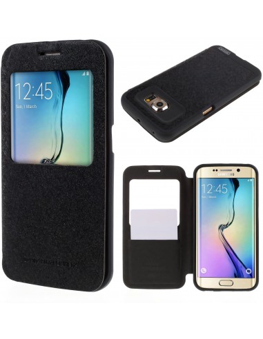 Etui Galaxy S6 Edge Cuir avec fenetre Mercury