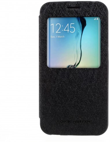 Etui Galaxy S6 Edge Cuir avec fenetre Mercury