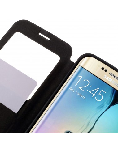 Etui Galaxy S6 Edge Cuir avec fenetre Mercury