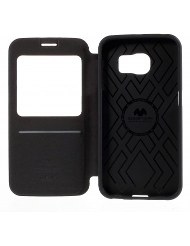 Etui Galaxy S6 Edge Cuir avec fenetre Mercury