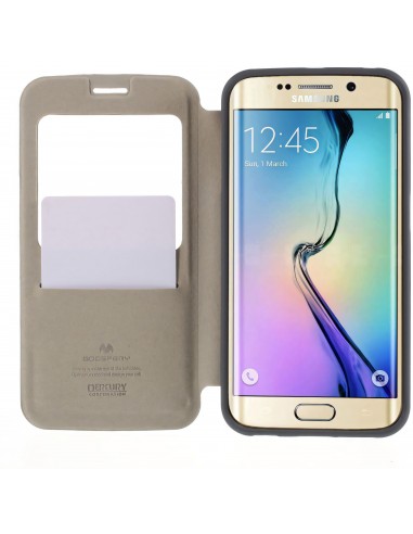 Etui Galaxy S6 Edge Cuir avec fenetre Mercury