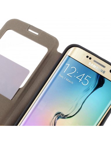 Etui Galaxy S6 Edge Cuir avec fenetre Mercury