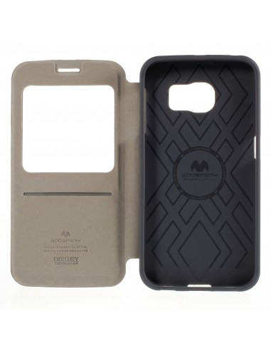Etui Galaxy S6 Edge Cuir avec fenetre Mercury