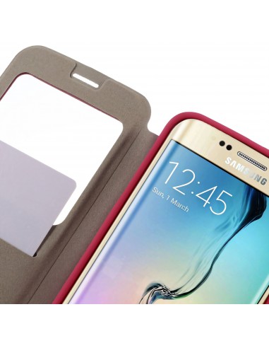 Etui Galaxy S6 Edge Cuir avec fenetre Mercury
