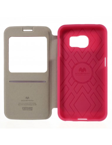 Etui Galaxy S6 Edge Cuir avec fenetre Mercury