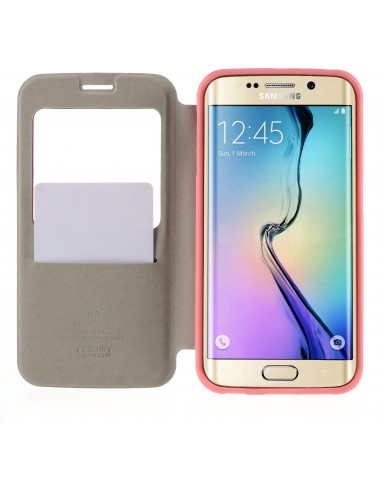 Etui Galaxy S6 Edge Cuir avec fenetre Mercury