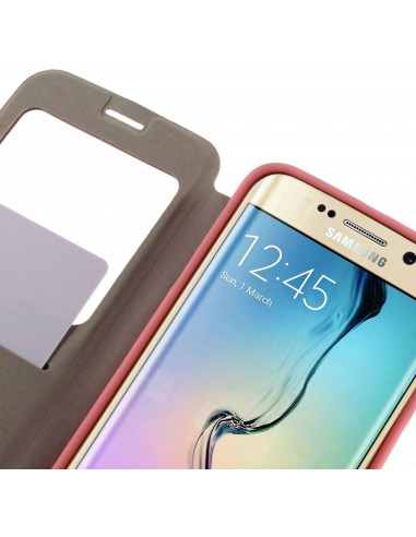 Etui Galaxy S6 Edge Cuir avec fenetre Mercury