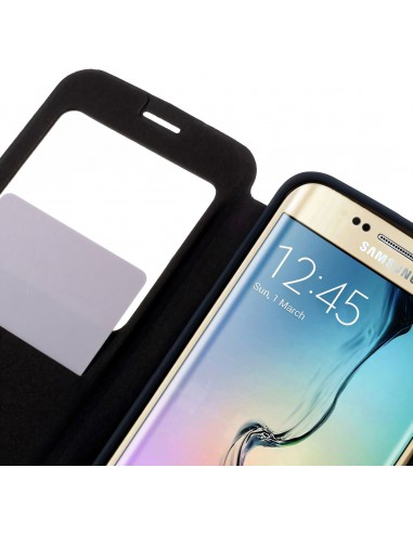 Etui Galaxy S6 Edge Cuir avec fenetre Mercury