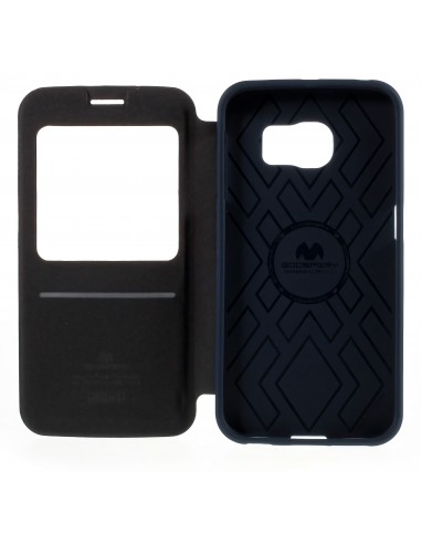 Etui Galaxy S6 Edge Cuir avec fenetre Mercury