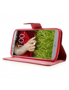 Etui LG G2 Simili Cuir Litchi Rouge Etui LG G2 Simili Cuir Litchi Rouge