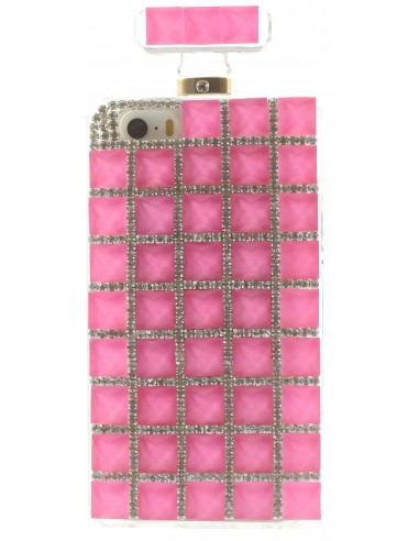 Coque Iphone 5S et 5 fantaisie Bouteille de Parfum Diamant avec chaine