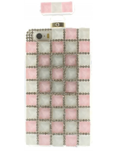 Coque Iphone 5S et 5 fantaisie Bouteille de Parfum Diamant avec chaine