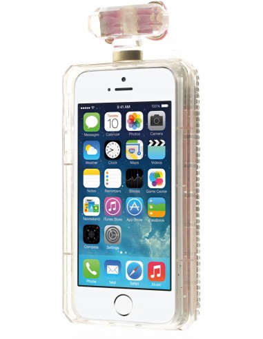 Coque Iphone 5S et 5 fantaisie Bouteille de Parfum Diamant avec chaine