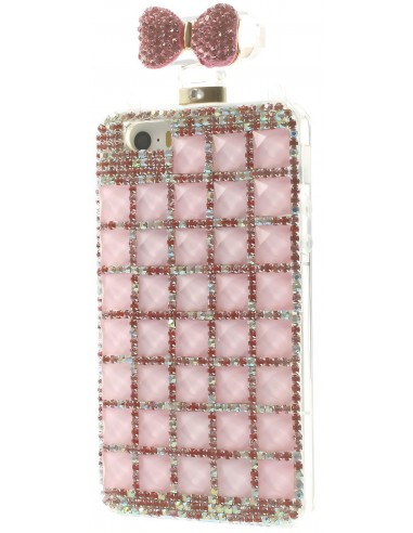Coque Iphone 5S et 5 fantaisie Bouteille de Parfum Diamant avec chaine