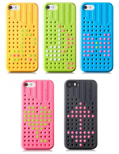 Coque Iphone 5S et 5 Fantaisie Silicone Points colorés