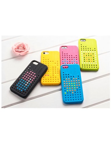 Coque Iphone 5S et 5 Fantaisie Silicone Points colorés