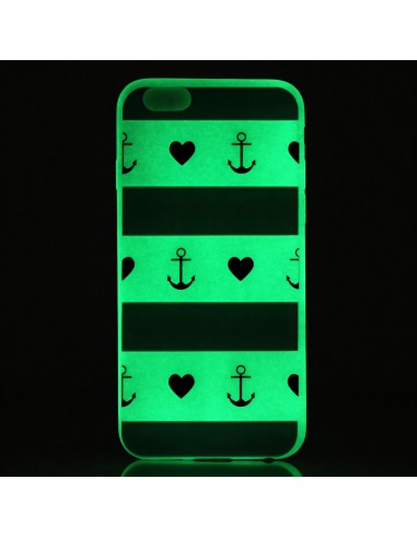 Coque iPhone 6s et iPhone 6 phosphorecente ancres et coeurs