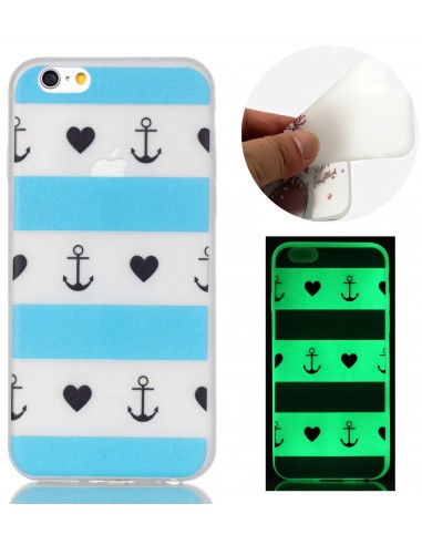 Coque iPhone 6s et iPhone 6 phosphorecente ancres et coeurs