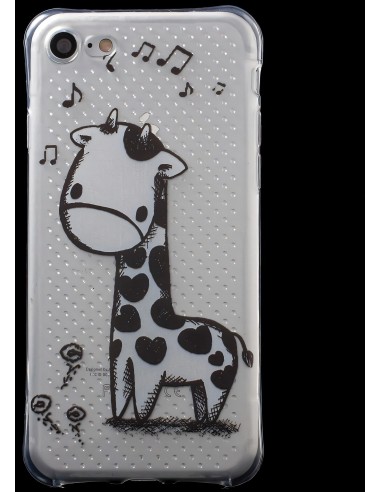 Coque iPhone 8 et iPhone 7 silicone - fantaisie girafe