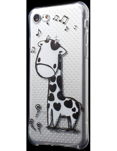 Coque iPhone 8 et iPhone 7 silicone - fantaisie girafe