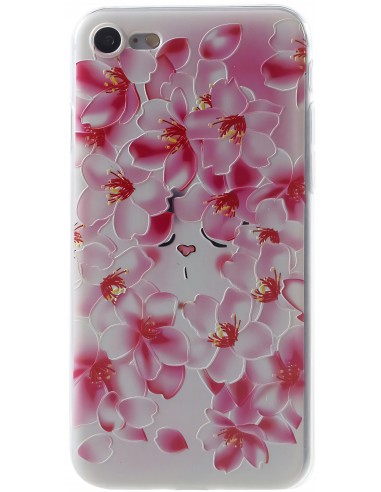 Coque iPhone 8 et iPhone 7 silicone souple peach flowers