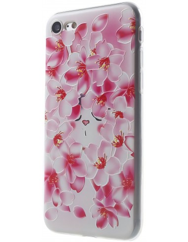 Coque iPhone 8 et iPhone 7 silicone souple peach flowers