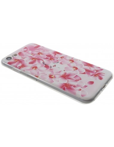 Coque iPhone 8 et iPhone 7 silicone souple peach flowers