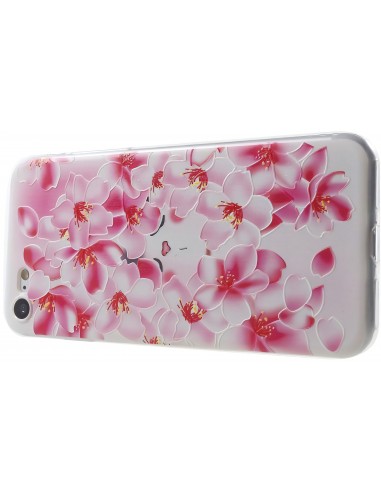 Coque iPhone 8 et iPhone 7 silicone souple peach flowers