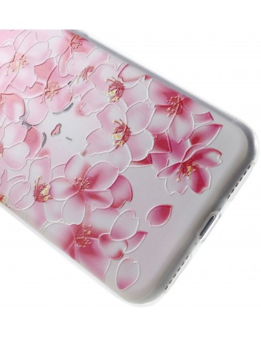 Coque iPhone 8 et iPhone 7 silicone souple peach flowers