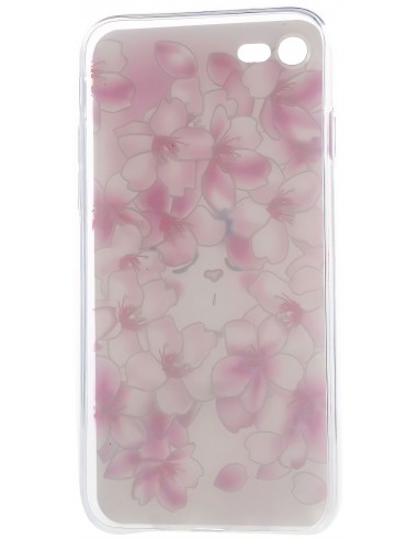 Coque iPhone 8 et iPhone 7 silicone souple peach flowers