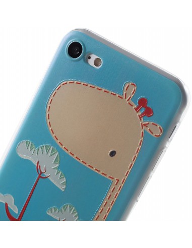 Coque iPhone 8 et iPhone 7 silicone souple cool girafe