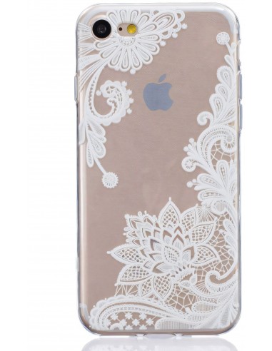 Coque iPhone 8 et iPhone 7 silicone white flowers