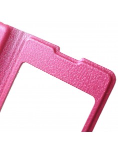Etui sony Xperia XA simili-cuir avec fenetre Fushia
