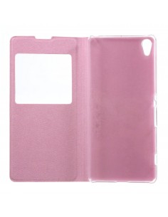 Etui sony Xperia XA simili-cuir avec fenetre Rose
