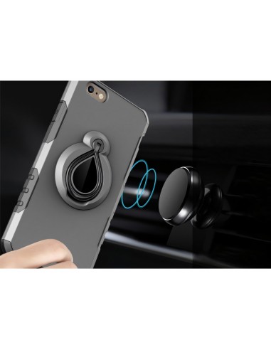 Coque iPhone 6 6s silicone et Metal avec anneau