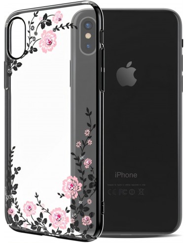 Coque iPhone X Swarovski Fleurs KAVARO