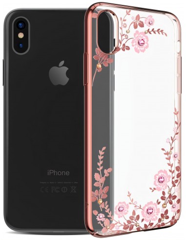 Coque iPhone X Swarovski Fleurs KAVARO