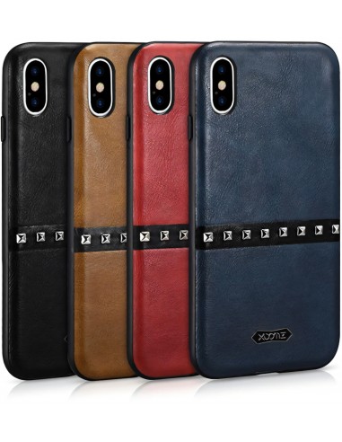 Coque iPhone X Style Cuir et Rivets Antichoc XOOMZ