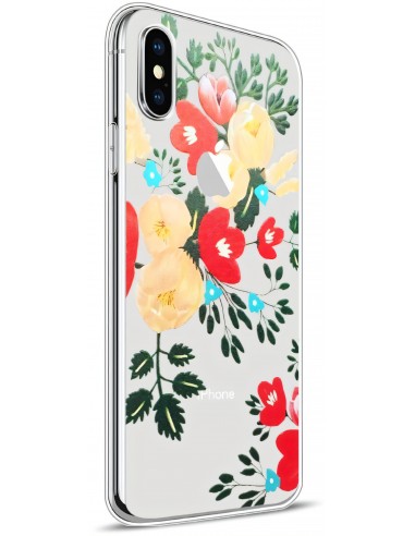 Coque iPhone X Silicone Fantaisie Flowers