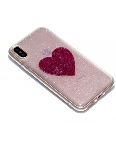 Coque iPhone X Fantaisie Poudre Cœur