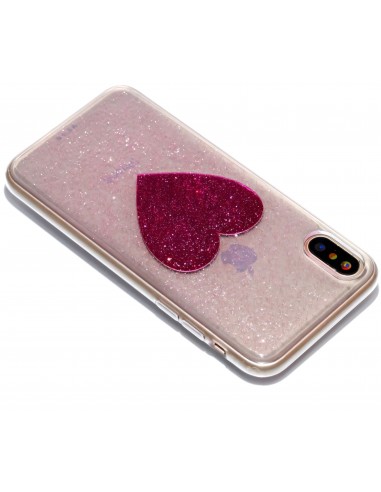 Coque iPhone X Fantaisie Poudre Cœur