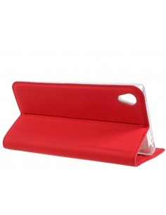 Etui Xperia Z5 Style cuir avec contour silicone Rouge