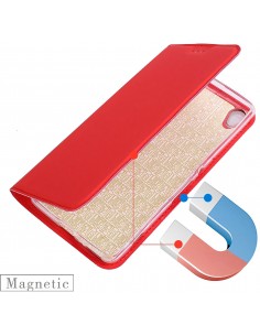 Etui Xperia Z5 Style cuir avec contour silicone Rouge