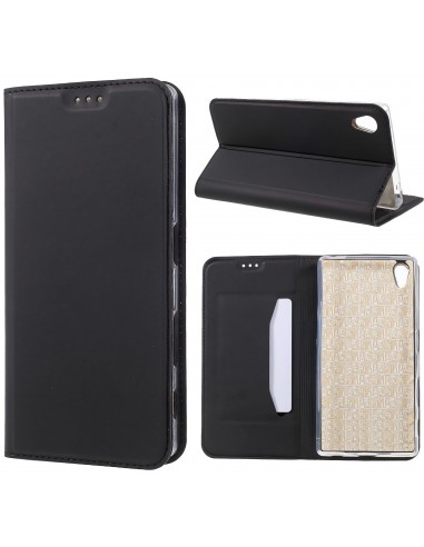Etui Xperia Z5 Style cuir avec contour silicone