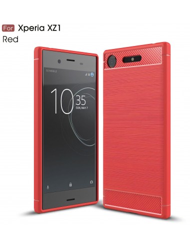 Coque Xperia XZ1 Silicone Style Fibre Carbone